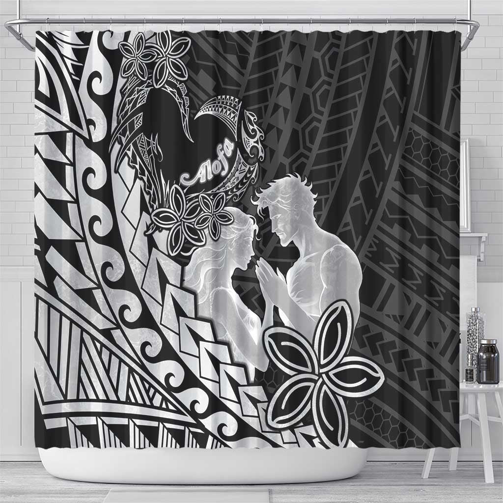 Alofa Samoa Valentine Black Shower Curtain Love Is The Greatest Thing LT05 - Polynesian Pride