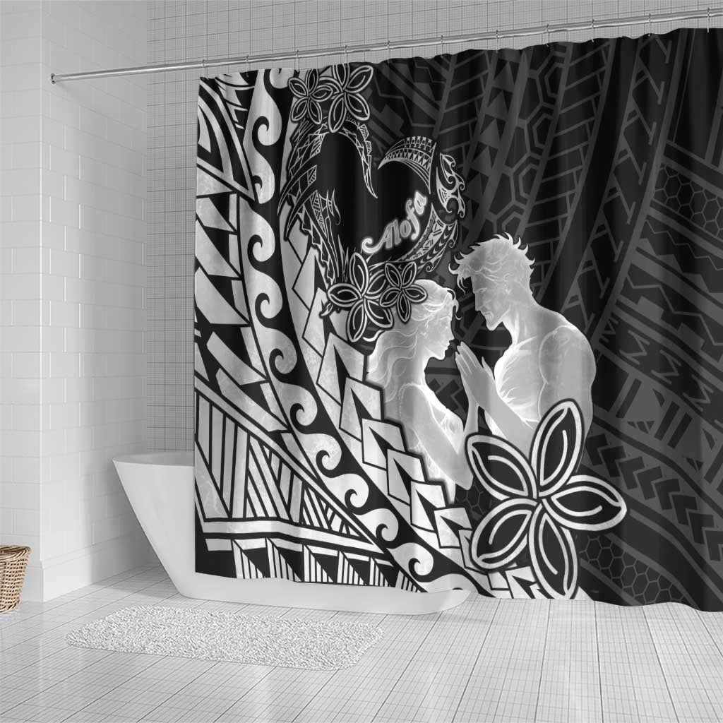 Alofa Samoa Valentine Black Shower Curtain Love Is The Greatest Thing LT05 - Polynesian Pride