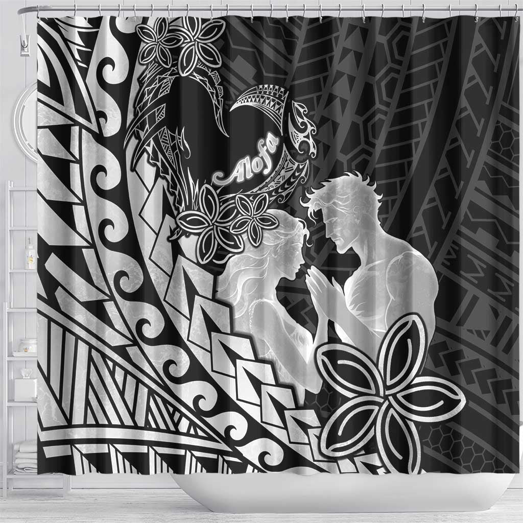 Alofa Samoa Valentine Black Shower Curtain Love Is The Greatest Thing LT05 - Polynesian Pride