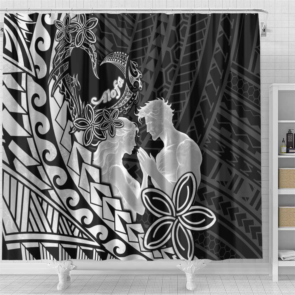 Alofa Samoa Valentine Black Shower Curtain Love Is The Greatest Thing LT05 - Polynesian Pride