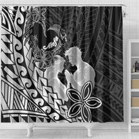 Alofa Samoa Valentine Black Shower Curtain Love Is The Greatest Thing LT05 - Polynesian Pride