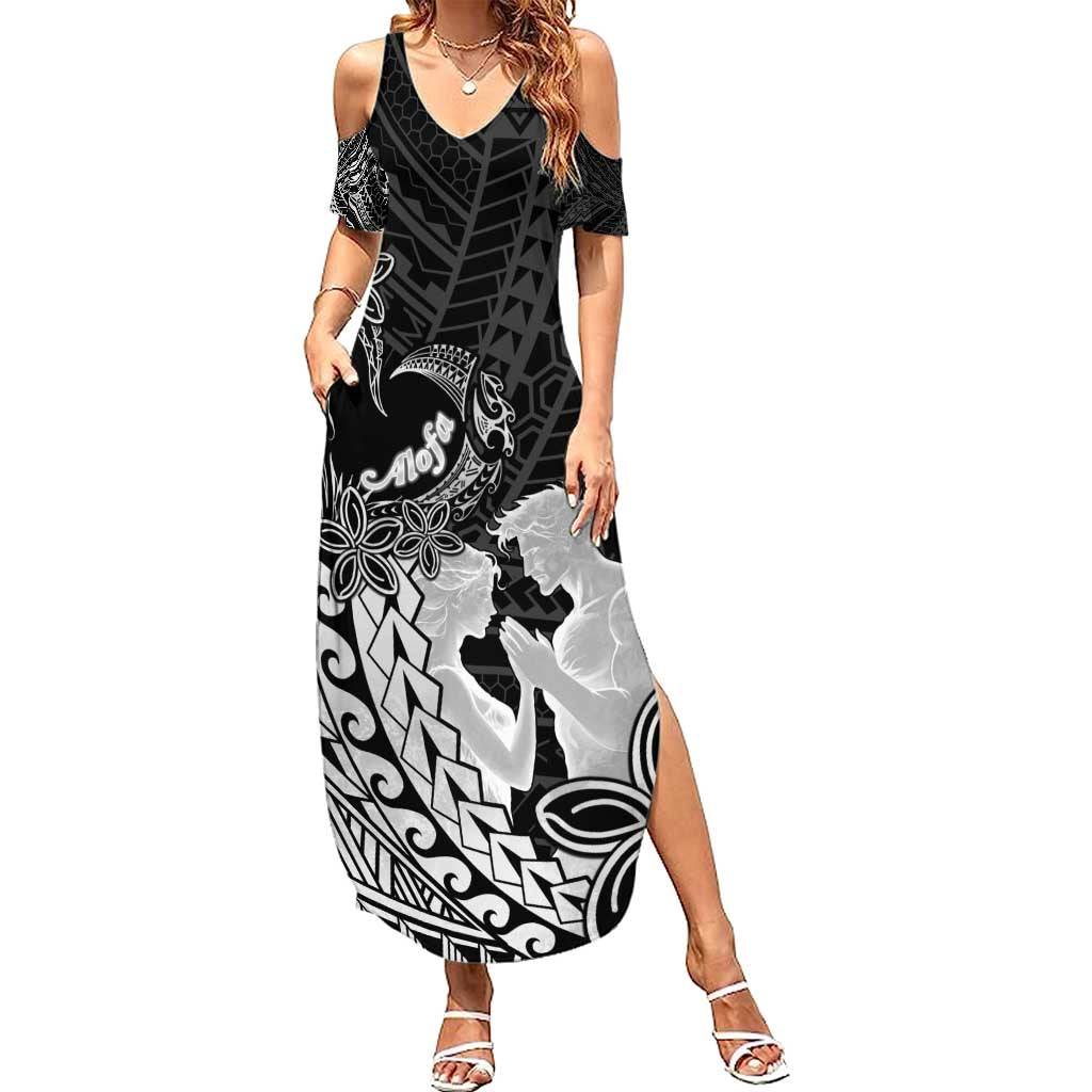 Alofa Samoa Valentine Black Summer Maxi Dress Love Is The Greatest Thing LT05 Women Black - Polynesian Pride