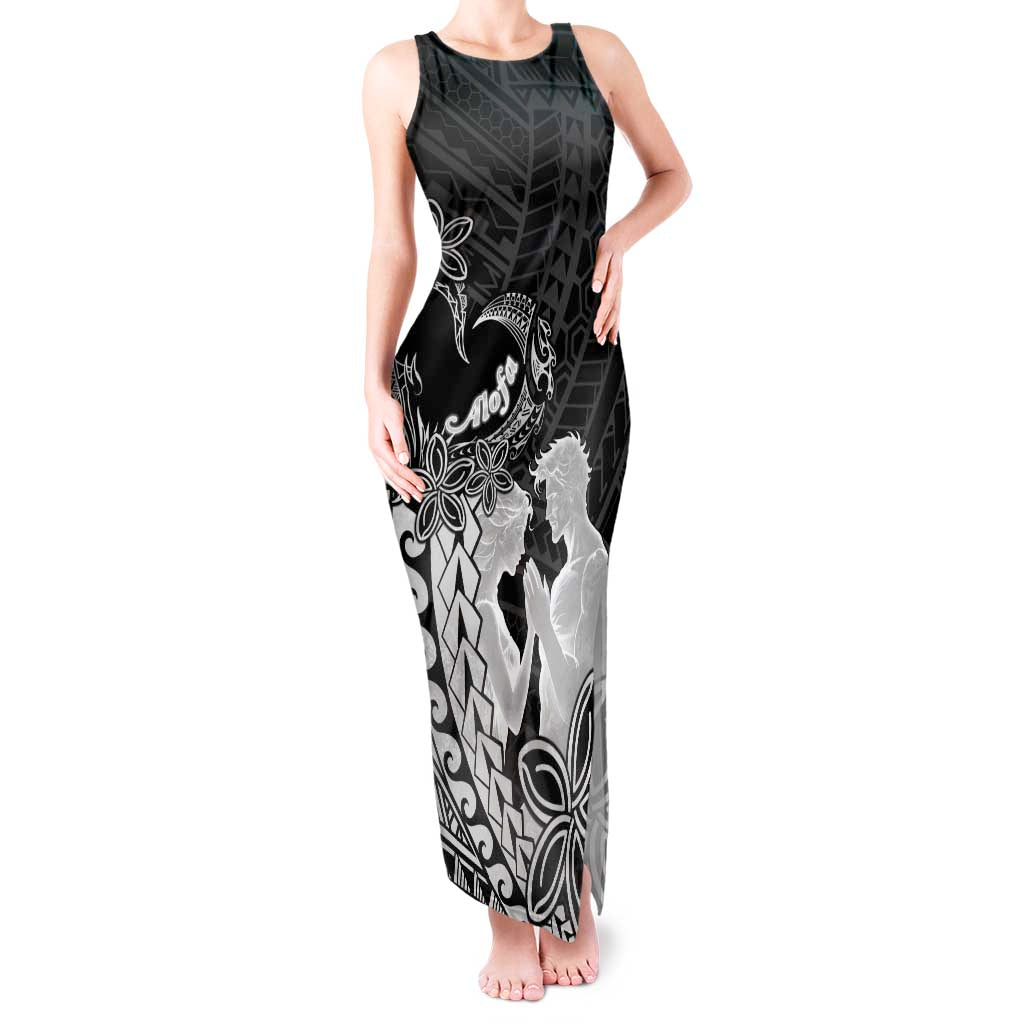 Alofa Samoa Valentine Black Tank Maxi Dress Love Is The Greatest Thing LT05 Women Black - Polynesian Pride