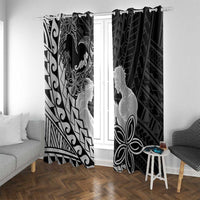 Alofa Samoa Valentine Black Window Curtain Love Is The Greatest Thing LT05 With Grommets Black - Polynesian Pride