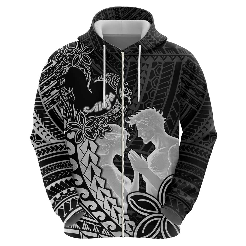 Alofa Samoa Valentine Black Zip Hoodie Love Is The Greatest Thing LT05 - Polynesian Pride