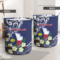 Wake Island Laundry Basket Tribal Pattern With Hibiscus Flowers LT05 - Polynesian Pride
