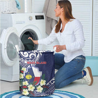 Wake Island Laundry Basket Tribal Pattern With Hibiscus Flowers LT05 - Polynesian Pride