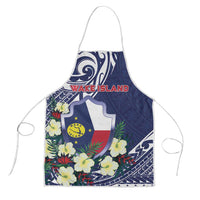 Wake Island Apron Tribal Pattern With Hibiscus Flowers LT05 Blue - Polynesian Pride