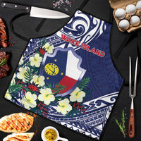 Wake Island Apron Tribal Pattern With Hibiscus Flowers LT05 Blue - Polynesian Pride