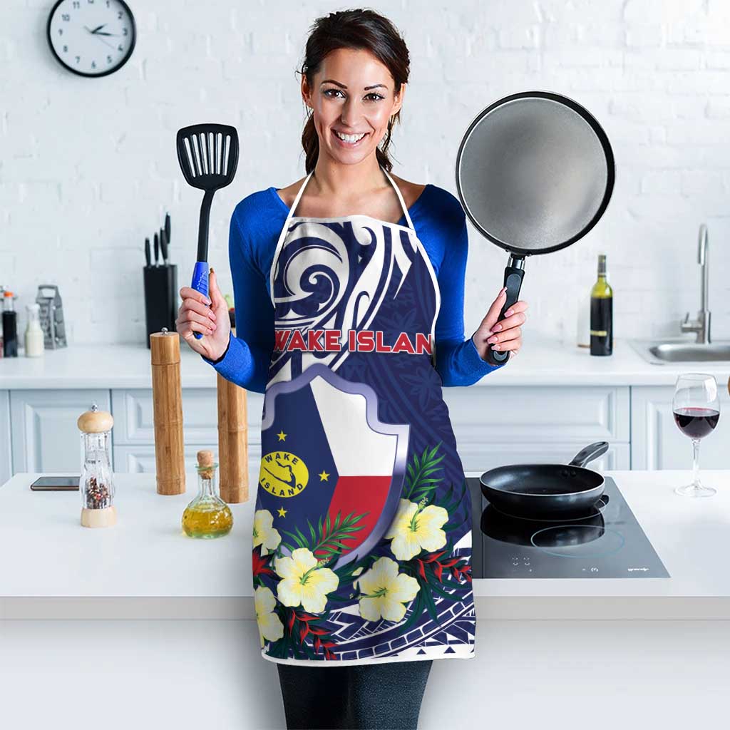 Wake Island Apron Tribal Pattern With Hibiscus Flowers LT05 - Polynesian Pride