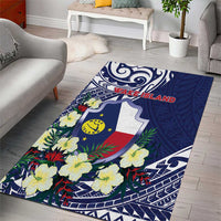 Wake Island Area Rug Tribal Pattern With Hibiscus Flowers LT05 - Polynesian Pride