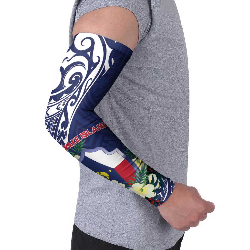 Personalised Wake Island Arm Sleeves Tribal Pattern With Hibiscus Flowers LT05 - Polynesian Pride