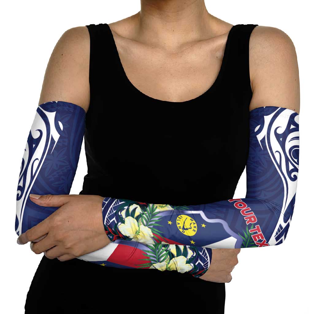 Personalised Wake Island Arm Sleeves Tribal Pattern With Hibiscus Flowers LT05 - Polynesian Pride