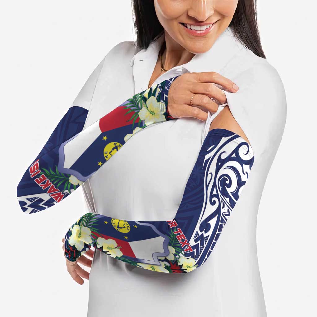 Personalised Wake Island Arm Sleeves Tribal Pattern With Hibiscus Flowers LT05 - Polynesian Pride