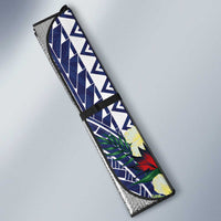 Wake Island Auto Sun Shade Tribal Pattern With Hibiscus Flowers LT05 - Polynesian Pride