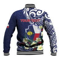 Personalised Wake Island Baseball Jacket Tribal Pattern With Hibiscus Flowers LT05 - Polynesian Pride