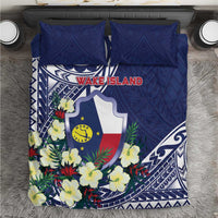 Wake Island Bedding Set Tribal Pattern With Hibiscus Flowers LT05 Blue - Polynesian Pride