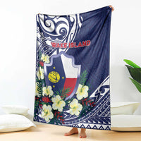Wake Island Blanket Tribal Pattern With Hibiscus Flowers LT05 - Polynesian Pride