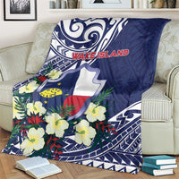 Wake Island Blanket Tribal Pattern With Hibiscus Flowers LT05 - Polynesian Pride