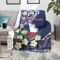 Wake Island Blanket Tribal Pattern With Hibiscus Flowers LT05 - Polynesian Pride