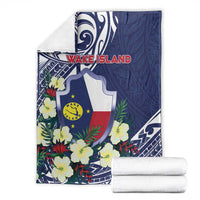 Wake Island Blanket Tribal Pattern With Hibiscus Flowers LT05 - Polynesian Pride