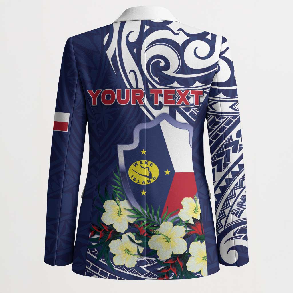 Personalised Wake Island Blazer Tribal Pattern With Hibiscus Flowers LT05 - Polynesian Pride