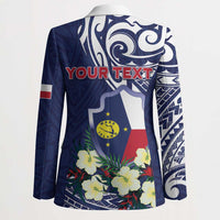 Personalised Wake Island Blazer Tribal Pattern With Hibiscus Flowers LT05 - Polynesian Pride