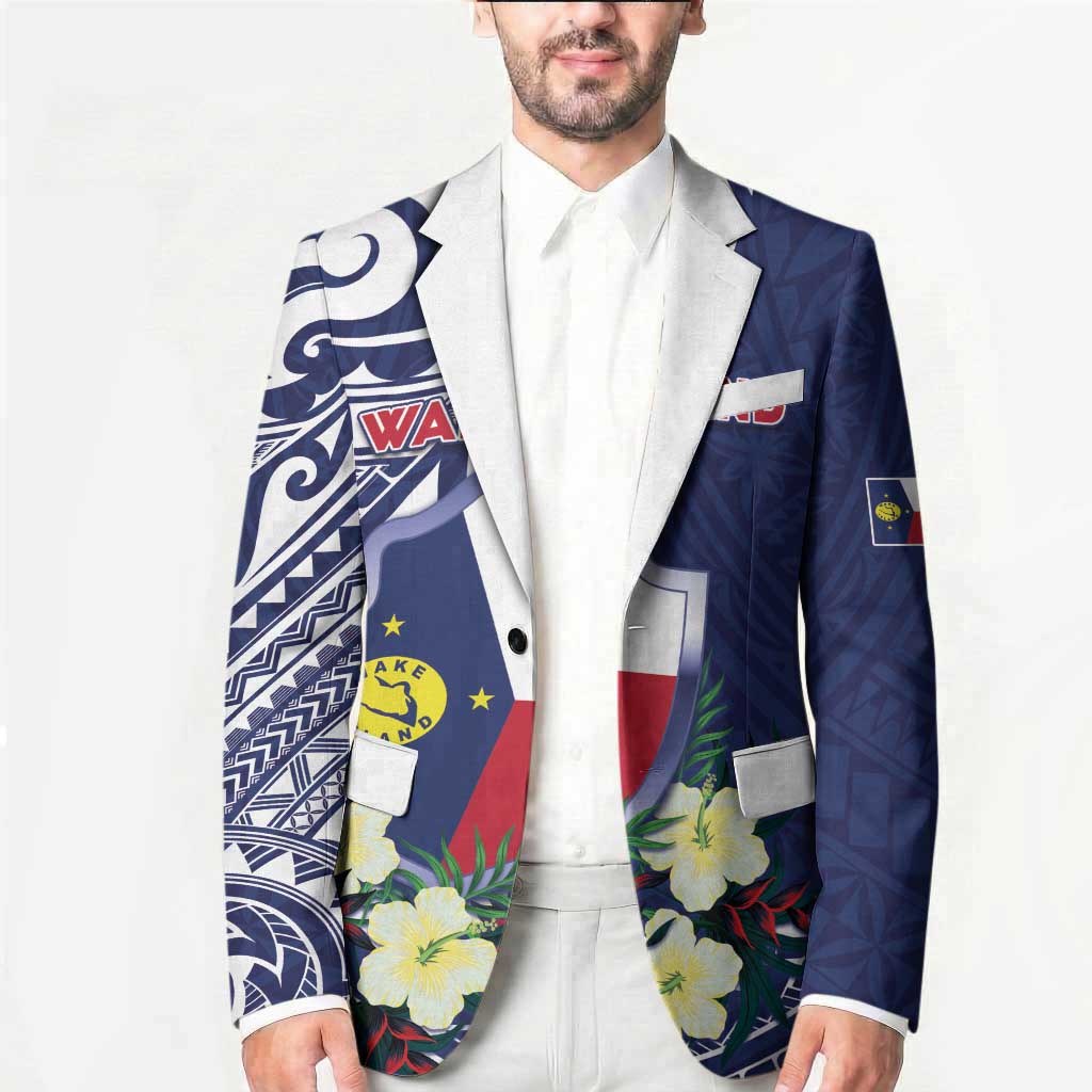 Personalised Wake Island Blazer Tribal Pattern With Hibiscus Flowers LT05 - Polynesian Pride