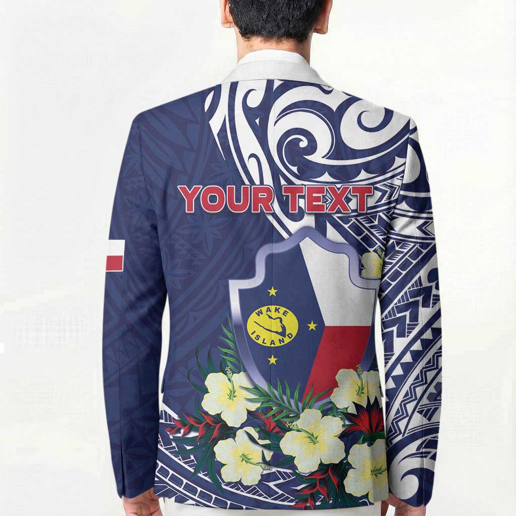 Personalised Wake Island Blazer Tribal Pattern With Hibiscus Flowers LT05 - Polynesian Pride