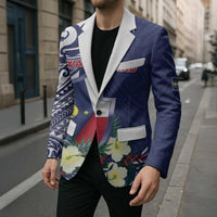 Personalised Wake Island Blazer Tribal Pattern With Hibiscus Flowers LT05 - Polynesian Pride