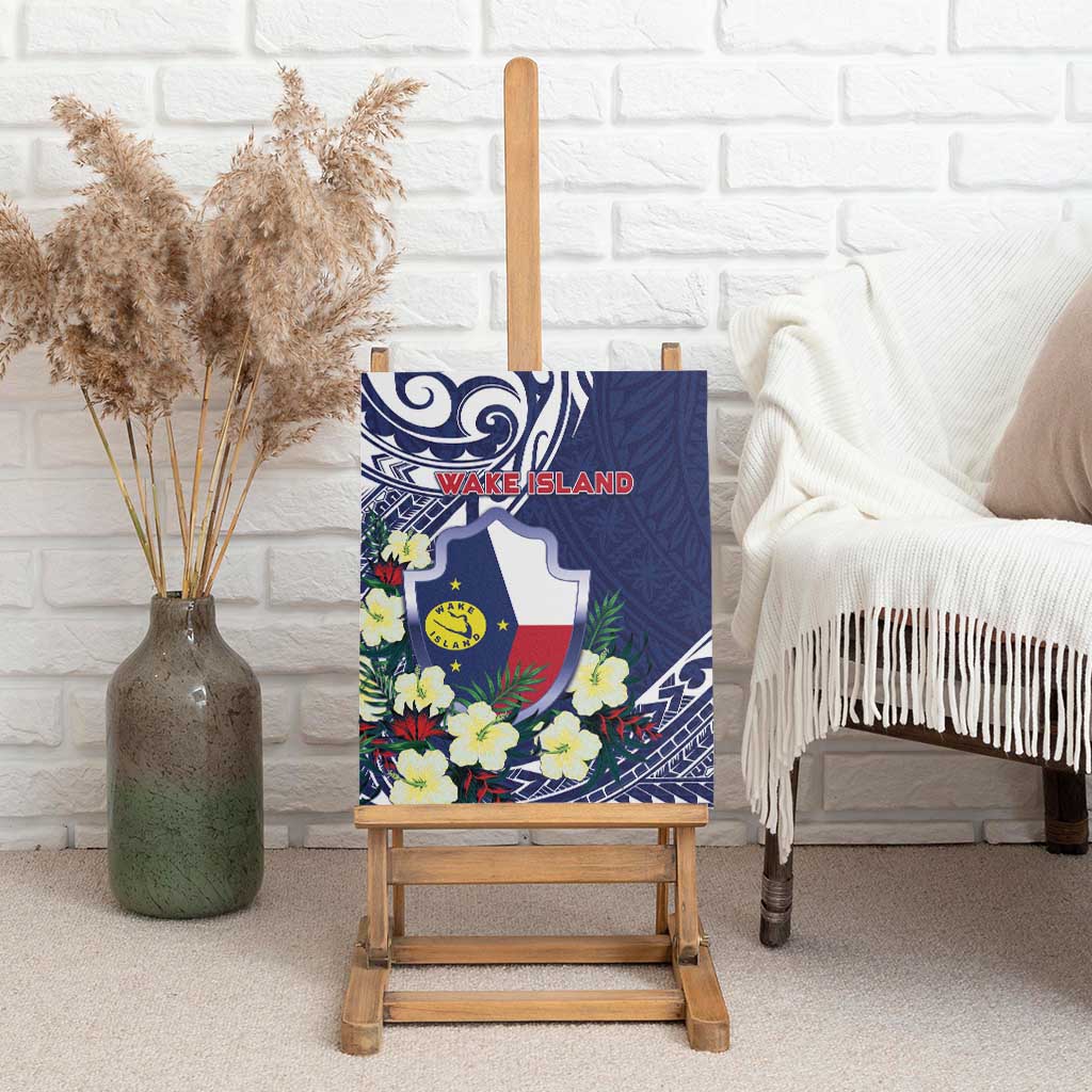 Wake Island Canvas Wall Art Tribal Pattern With Hibiscus Flowers LT05 - Polynesian Pride