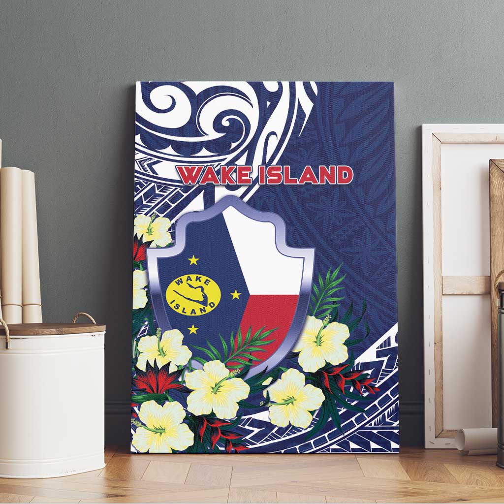 Wake Island Canvas Wall Art Tribal Pattern With Hibiscus Flowers LT05 - Polynesian Pride