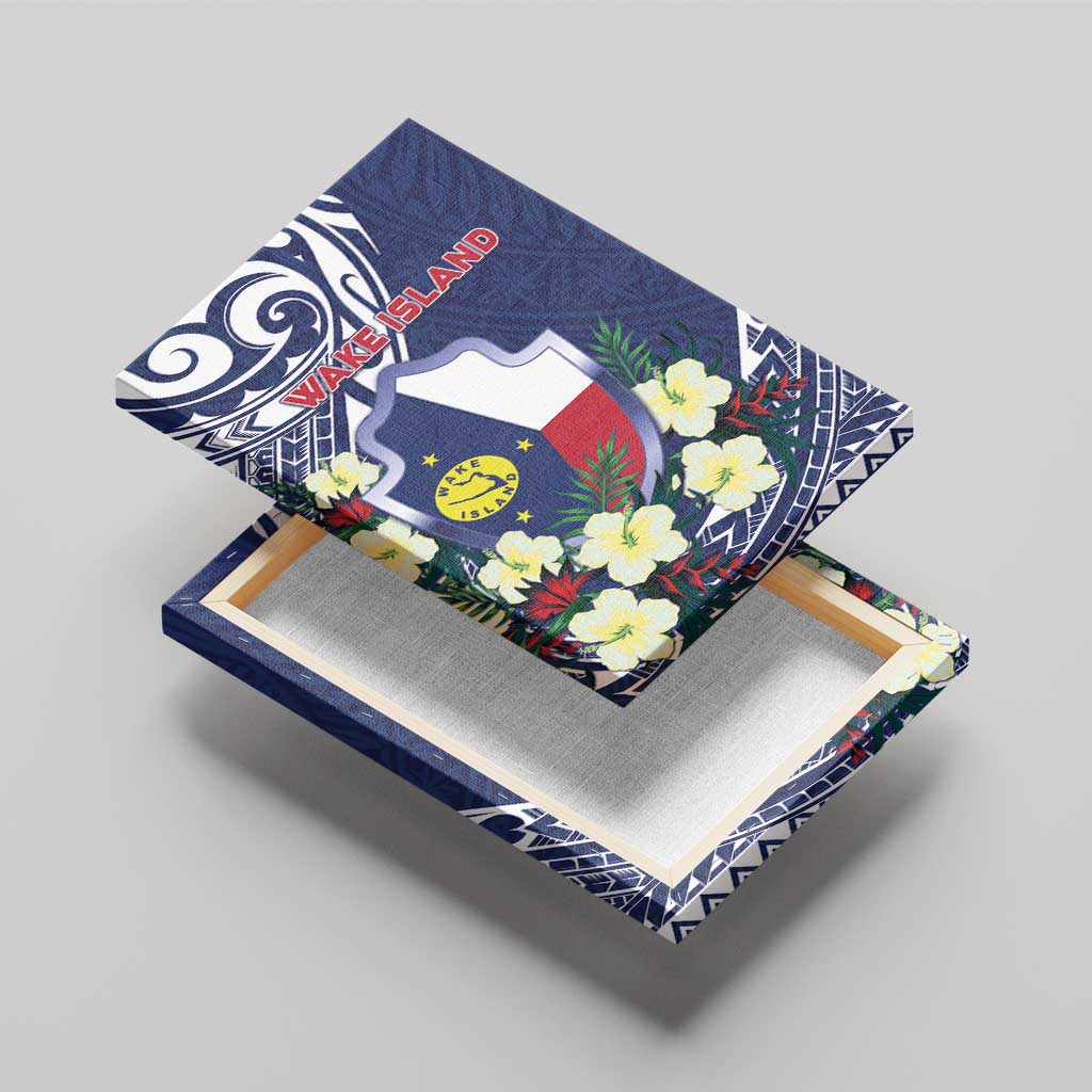 Wake Island Canvas Wall Art Tribal Pattern With Hibiscus Flowers LT05 - Polynesian Pride