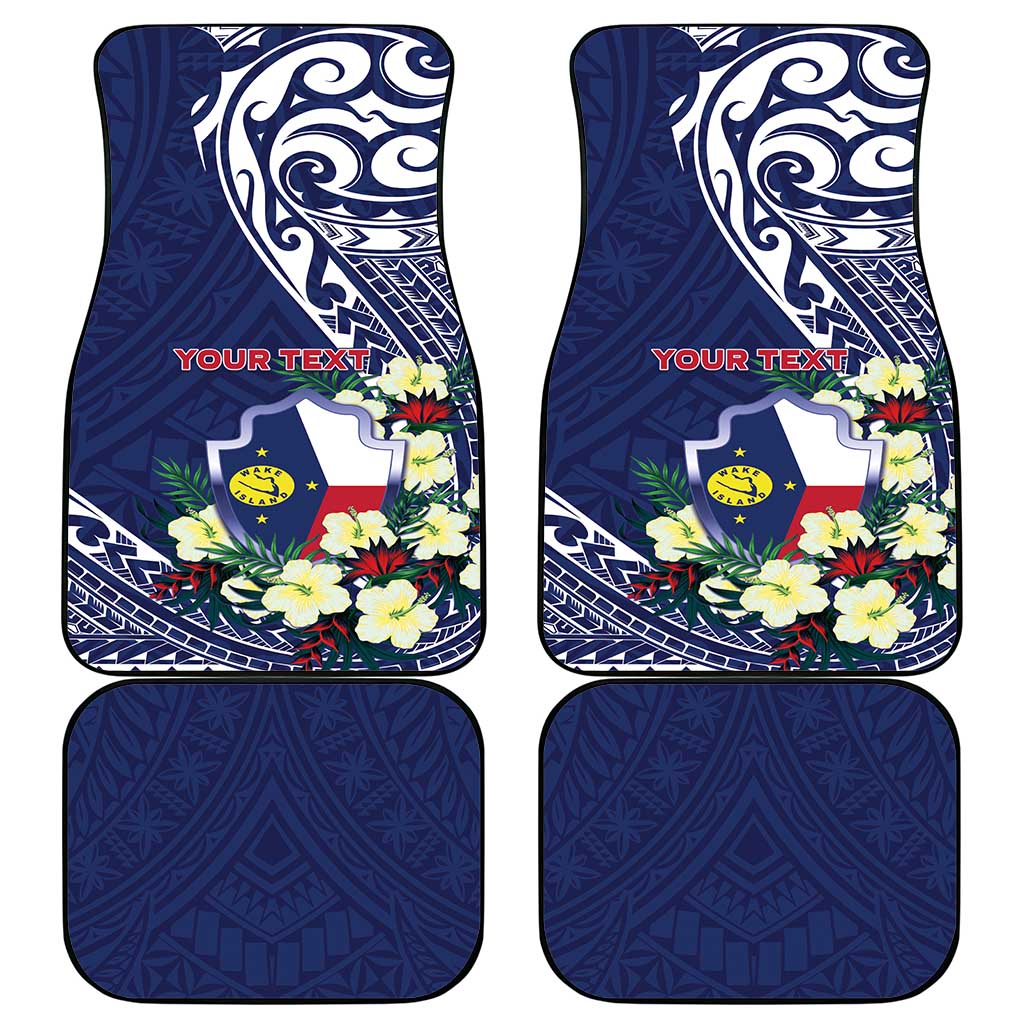 Personalised Wake Island Car Mats Tribal Pattern With Hibiscus Flowers LT05 - Polynesian Pride