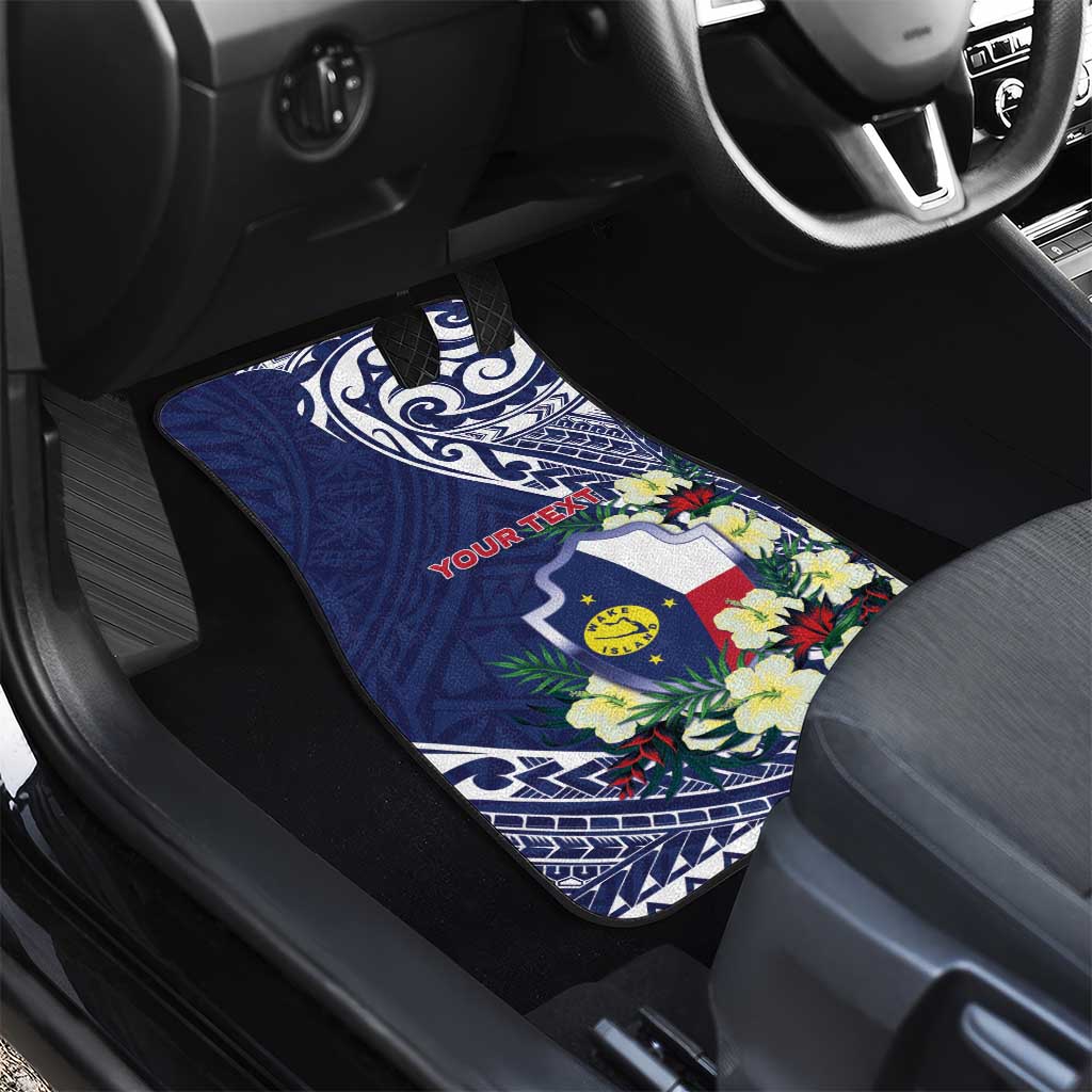 Personalised Wake Island Car Mats Tribal Pattern With Hibiscus Flowers LT05 - Polynesian Pride