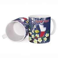 Personalised Wake Island Ceramic Mug Tribal Pattern With Hibiscus Flowers LT05 - Polynesian Pride