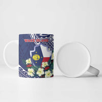 Personalised Wake Island Ceramic Mug Tribal Pattern With Hibiscus Flowers LT05 - Polynesian Pride