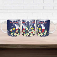 Personalised Wake Island Ceramic Mug Tribal Pattern With Hibiscus Flowers LT05 - Polynesian Pride