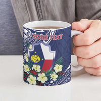 Personalised Wake Island Ceramic Mug Tribal Pattern With Hibiscus Flowers LT05 - Polynesian Pride