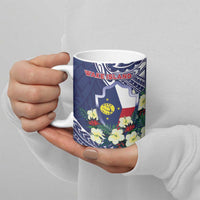 Personalised Wake Island Ceramic Mug Tribal Pattern With Hibiscus Flowers LT05 - Polynesian Pride