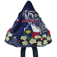 Personalised Wake Island Cloak Tribal Pattern With Hibiscus Flowers LT05 Unisex Blue - Polynesian Pride