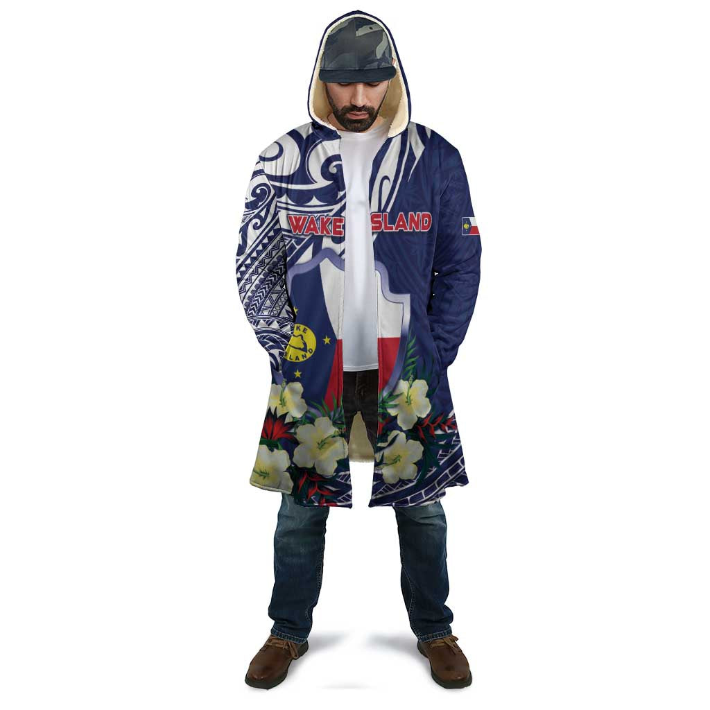 Personalised Wake Island Cloak Tribal Pattern With Hibiscus Flowers LT05 - Polynesian Pride