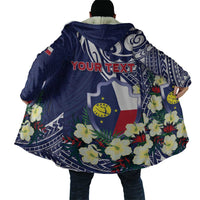 Personalised Wake Island Cloak Tribal Pattern With Hibiscus Flowers LT05 - Polynesian Pride