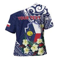 Personalised Wake Island Cross Shoulder Shirt Tribal Pattern With Hibiscus Flowers LT05 - Polynesian Pride