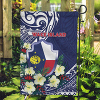 Wake Island Garden Flag Tribal Pattern With Hibiscus Flowers LT05 Garden Flag Blue - Polynesian Pride