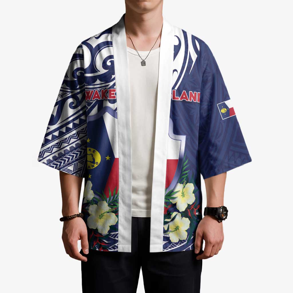 Personalised Wake Island Kimono Tribal Pattern With Hibiscus Flowers LT05 - Polynesian Pride