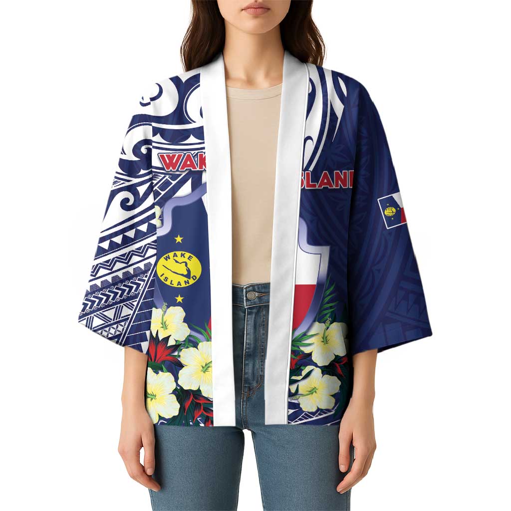 Personalised Wake Island Kimono Tribal Pattern With Hibiscus Flowers LT05 - Polynesian Pride