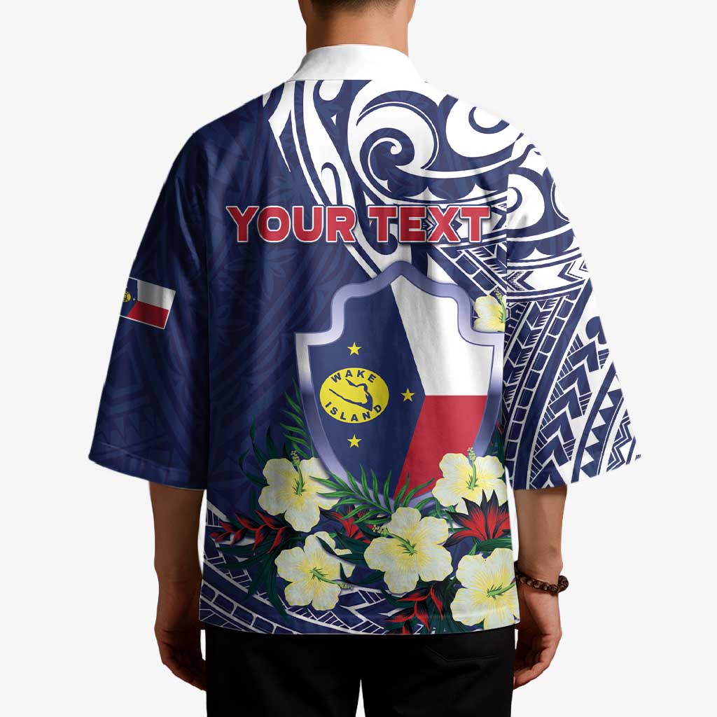 Personalised Wake Island Kimono Tribal Pattern With Hibiscus Flowers LT05 - Polynesian Pride