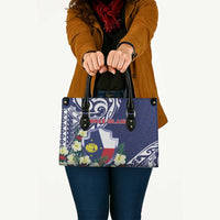 Wake Island Leather Bag Tribal Pattern With Hibiscus Flowers LT05 - Polynesian Pride