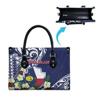 Wake Island Leather Bag Tribal Pattern With Hibiscus Flowers LT05 - Polynesian Pride
